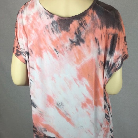 Plus size stretchy Turkish tunic white dark grey bright silver random tie- dye - Picture 3 of 11